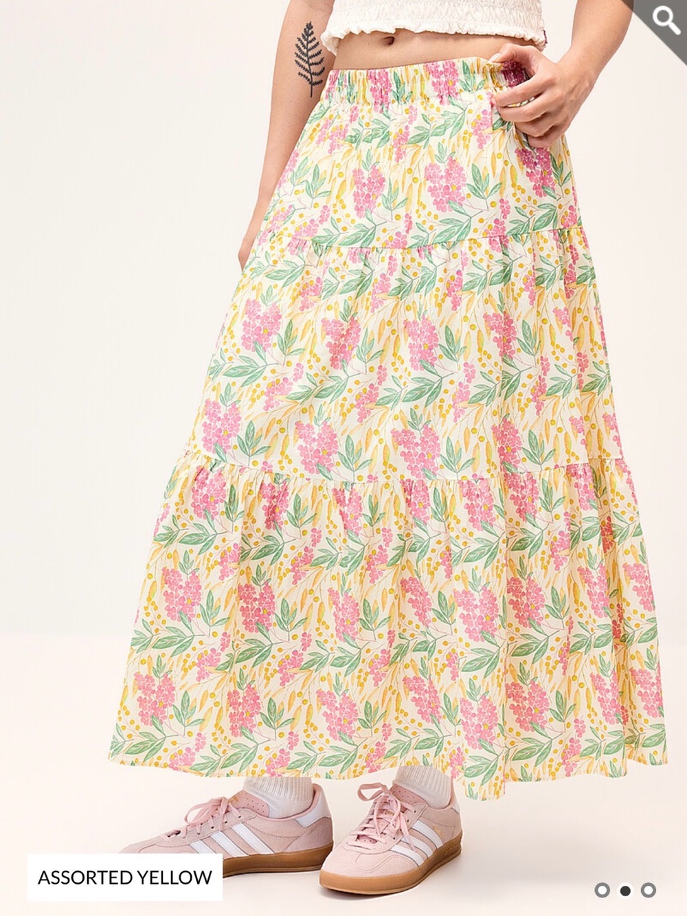 Simons Yellow Floral Tiered Maxi Skirt